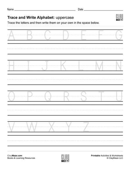 Alphabet Trace And Write Uppercase Childrens Educational Workbooks 