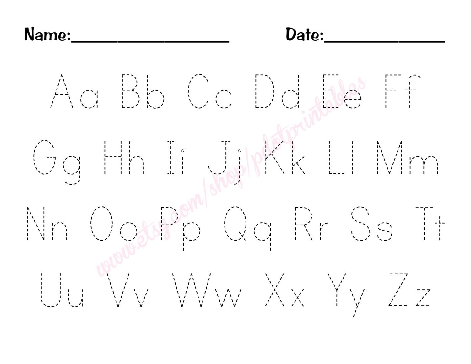 Alphabet Trace Worksheet PDF Printable