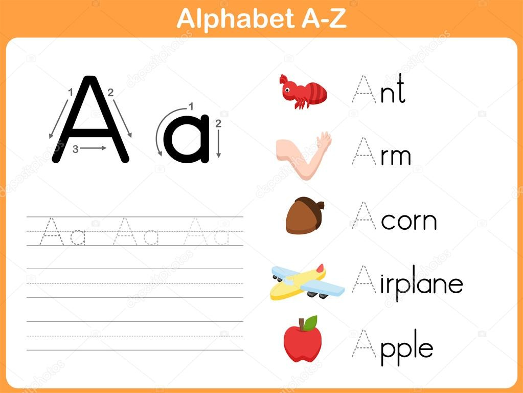 Alphabet Tracing Worksheet Writing A Z Stock Vector Aekikuis 58809669