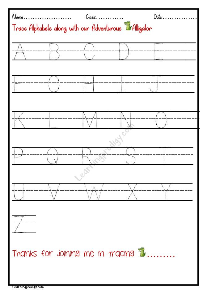 Capital Letter Alphabet Tracing Worksheets
