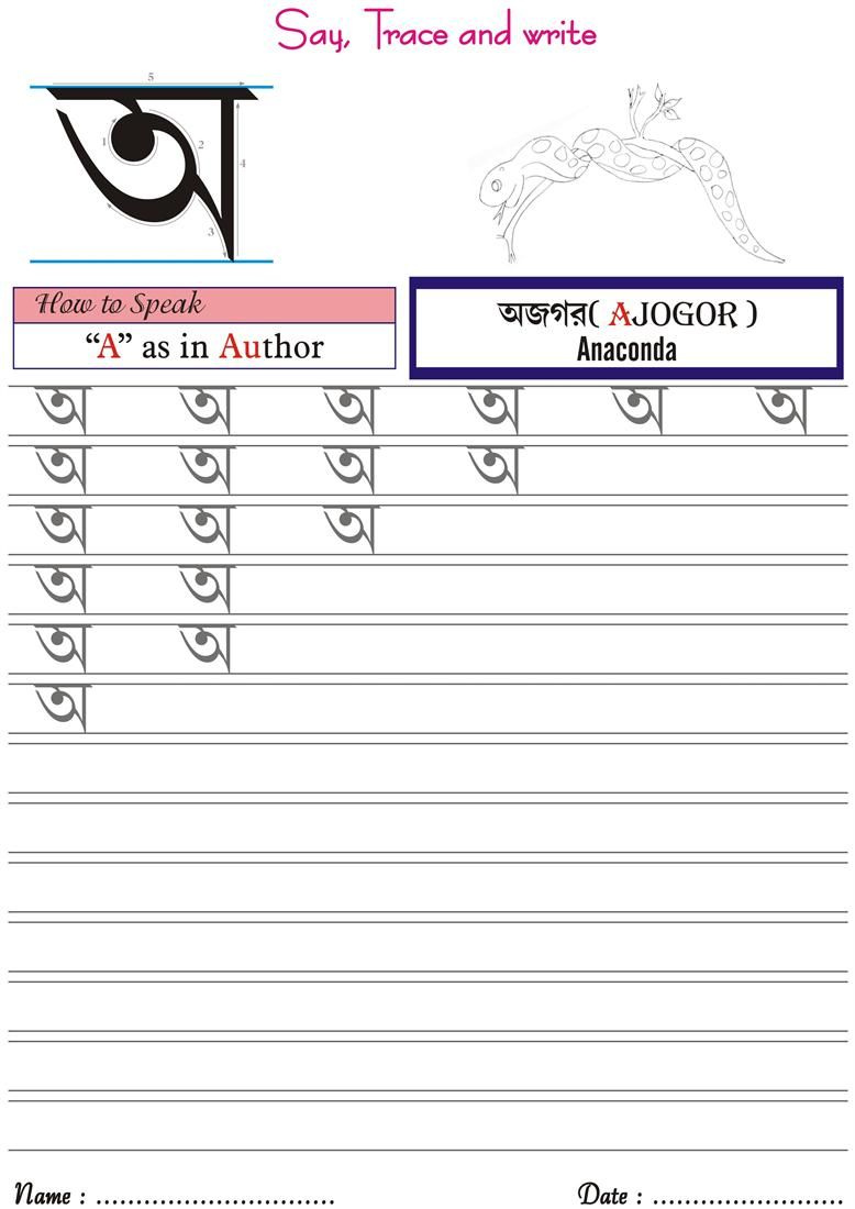 Bengali Worksheet For Practice Alphabet Writing Practice Writing 
