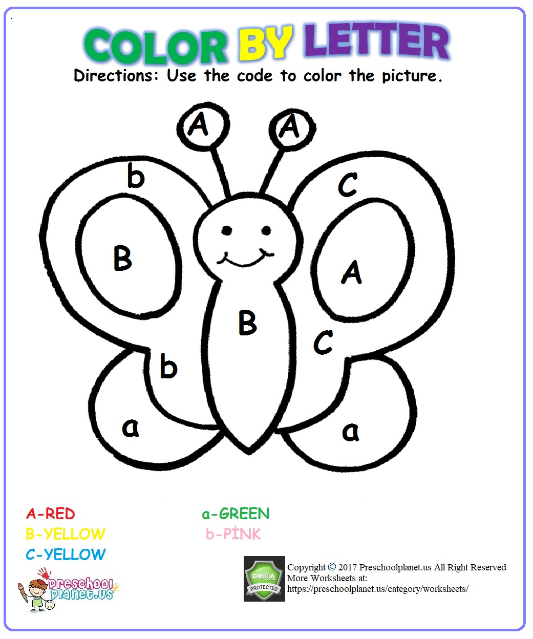 Color By Letter Worksheet For Kids Preschoolplanet