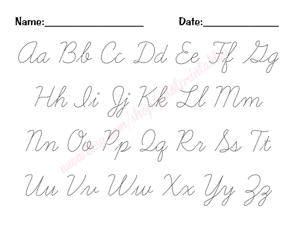 Cursive Alphabet Trace Worksheet Pdf Printable Etsy Alphabet Tracing Worksheets 7573