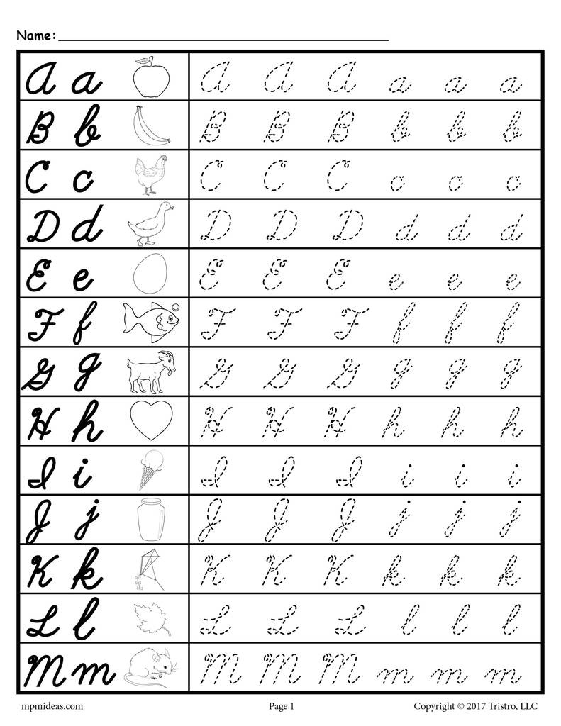 Cursive Alphabet Uppercase And Lowercase Chart AlphabetWorksheetsFree