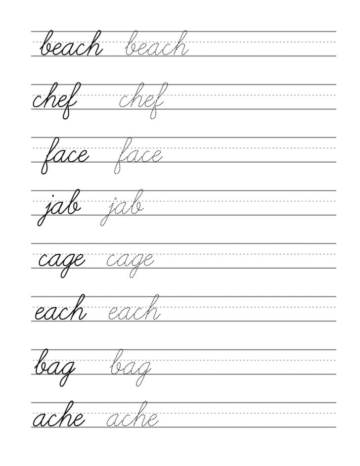 Free Cursive Writing Practice Sheets