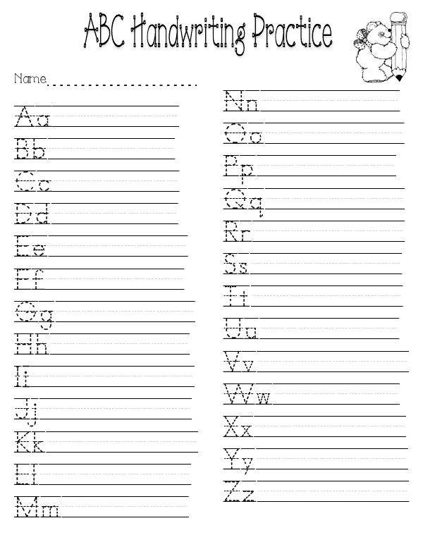 Alphabet Handwriting Practice Free Printables