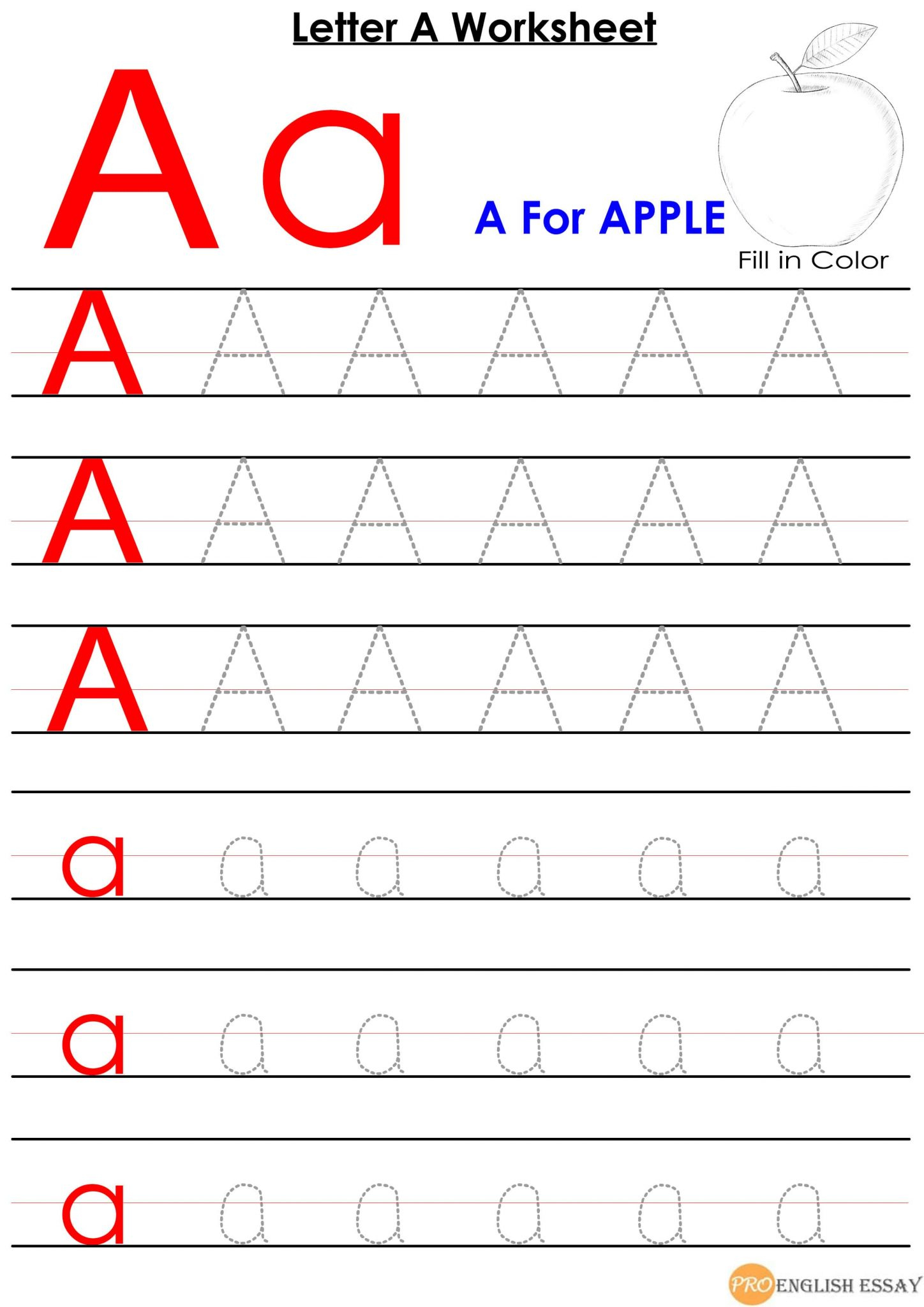 Printable Letter A Worksheet For Pre School Students Free Download