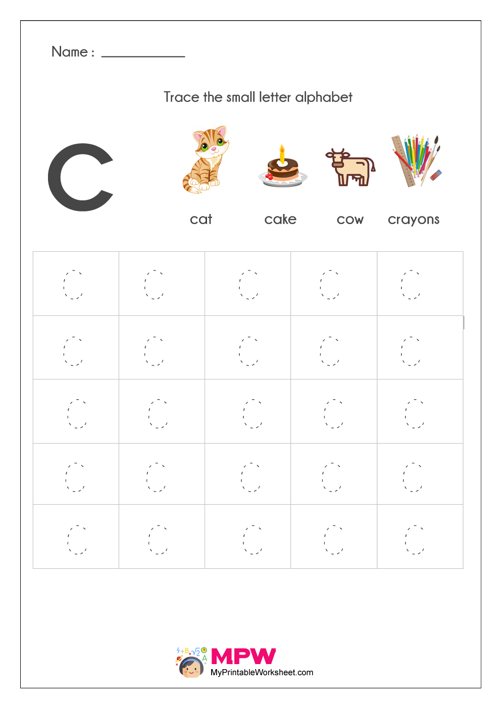 Small Letter Alphabets Tracing And Writing Worksheets Printable