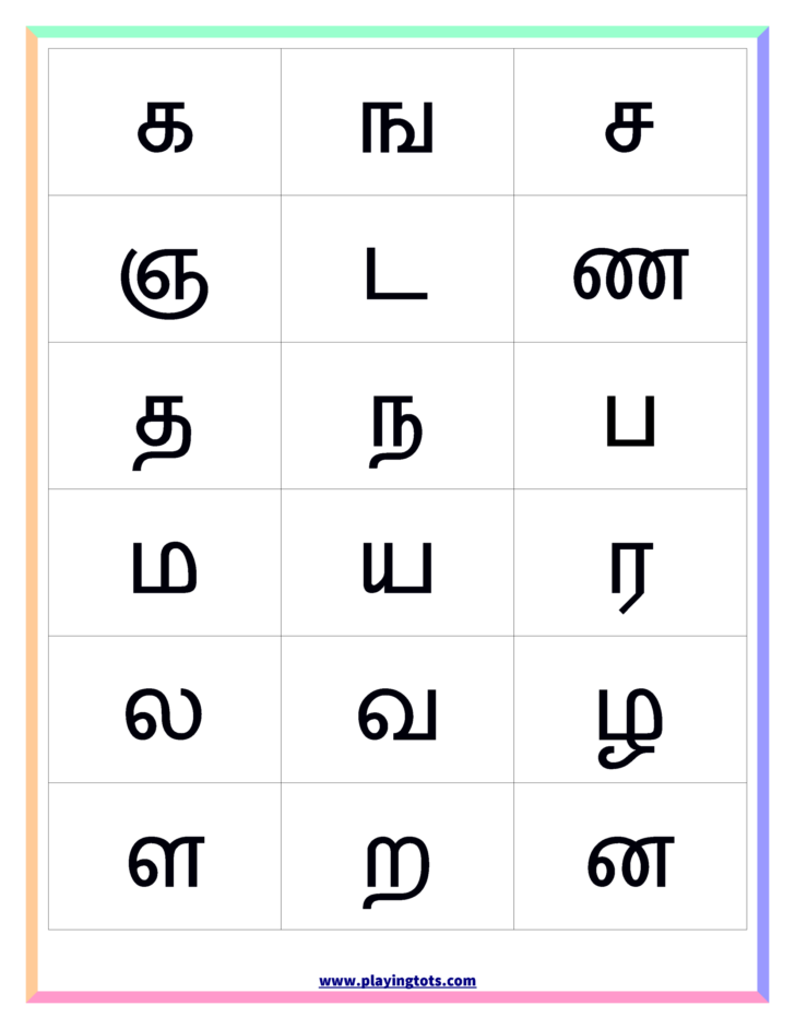Tamil Alphabet Tracing Worksheets