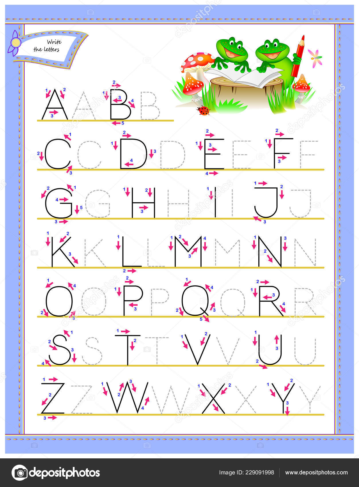 Tracing Abc Letters Study English Alphabet Worksheet Kids Education 