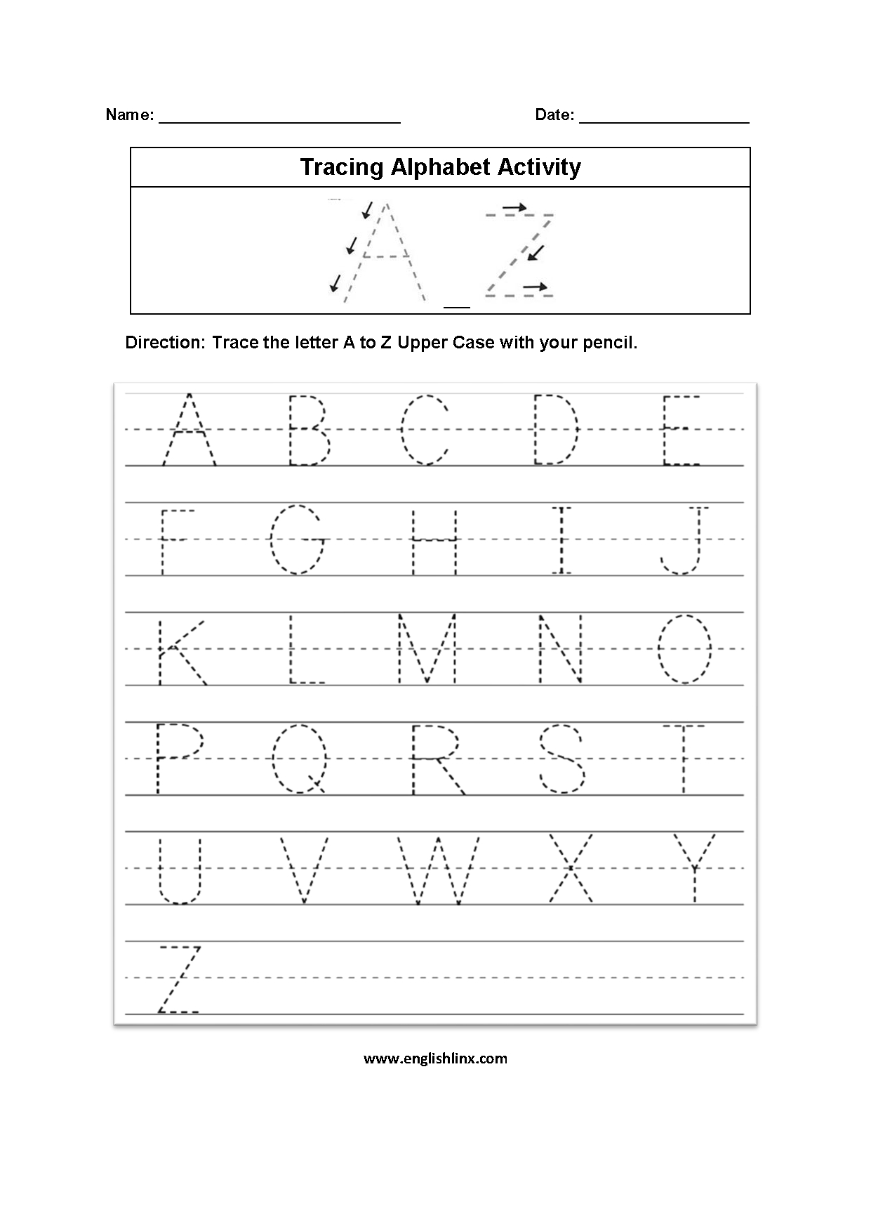 Tracing Uppercase Letters Pdf TracingLettersWorksheets