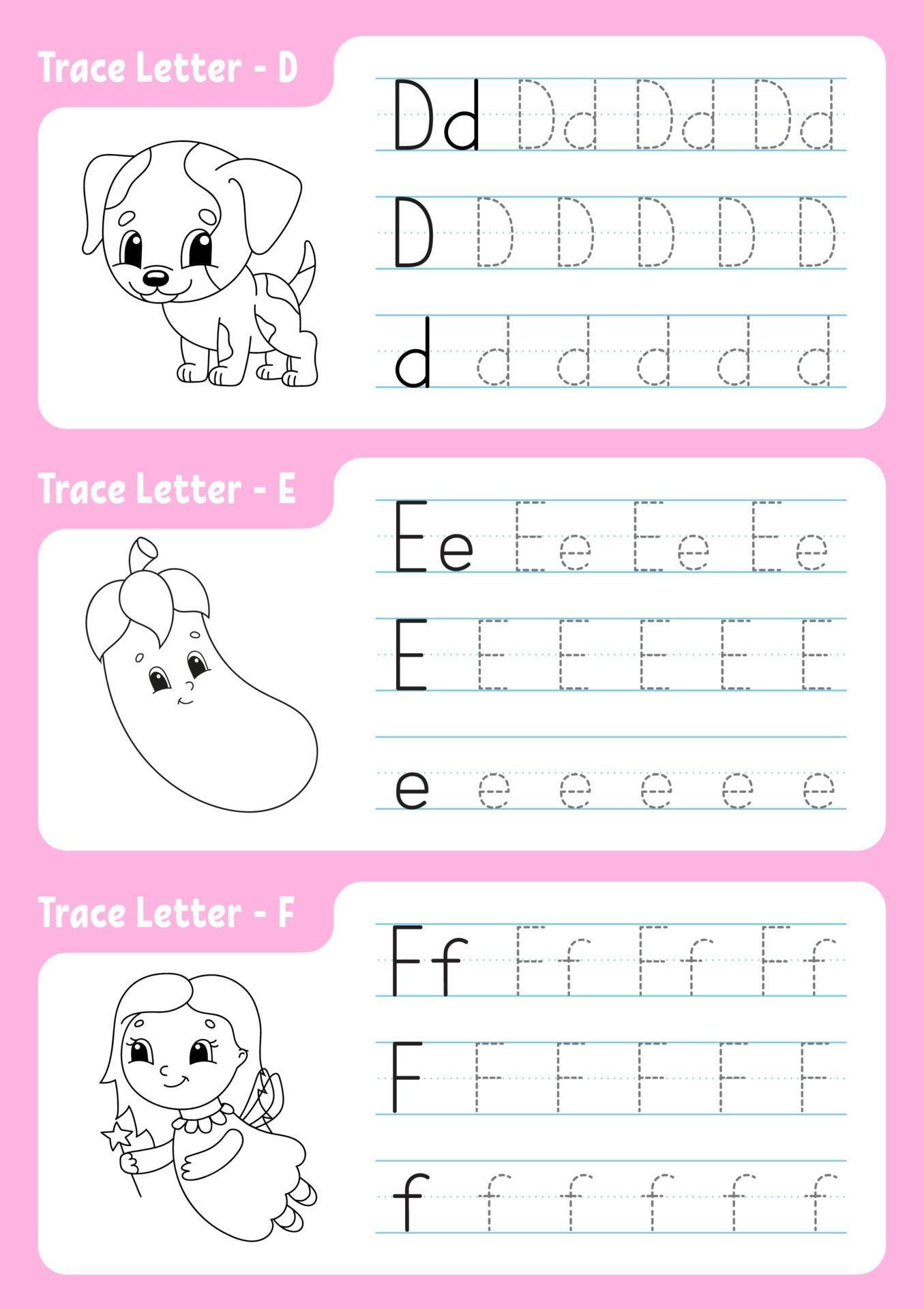 Writing Letters D E F Tracing Page Worksheet For Kids Practice 