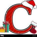 Capital Letter C With Red Santa'S Hat And Christmas Design Regarding Christmas Alphabet Letter C