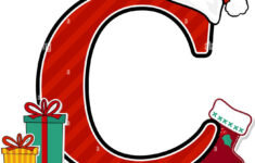 Capital Letter C With Red Santa'S Hat And Christmas Design regarding Christmas Alphabet Letter C