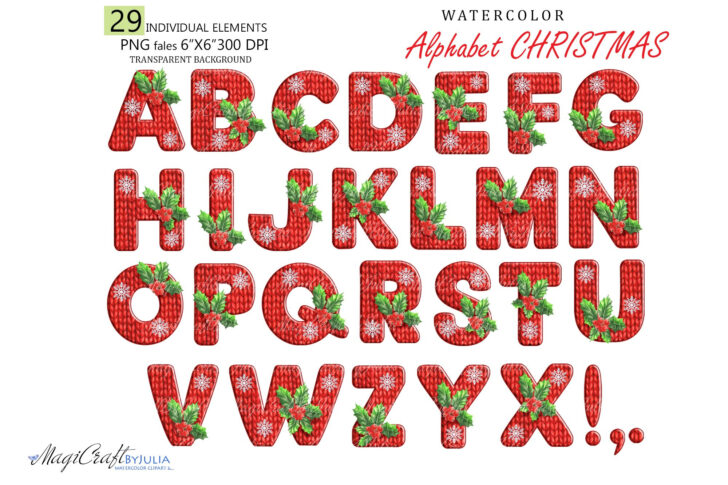 Christmas Alphabet Clipart