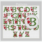 Christmas Alphabet Cross Stitch Pattern, Cross Stitch Fonts In Christmas Cross Stitch Alphabet