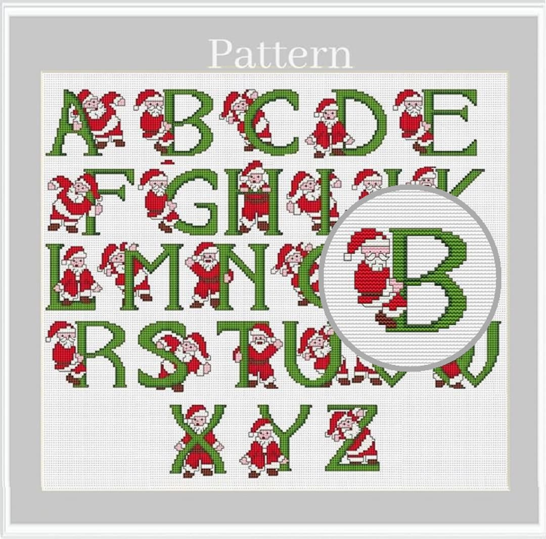 Christmas Alphabet Cross Stitch Pattern, Cross Stitch Fonts in Christmas Cross Stitch Alphabet