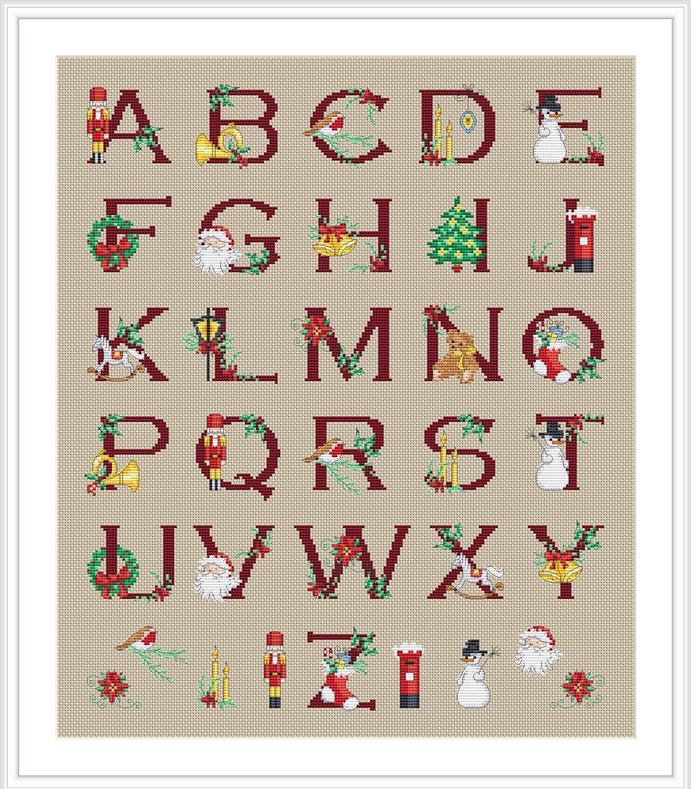 Christmas Alphabet Cross Stitch Patternlucie Heaton, Pdf throughout Counted Cross Stitch Christmas Alphabet