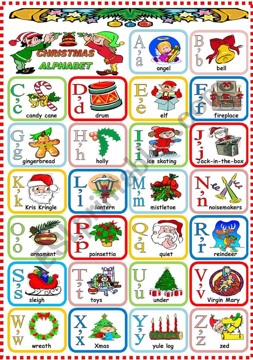 Christmas Alphabet - Esl Worksheetkatiana for Alphabet Words For Christmas