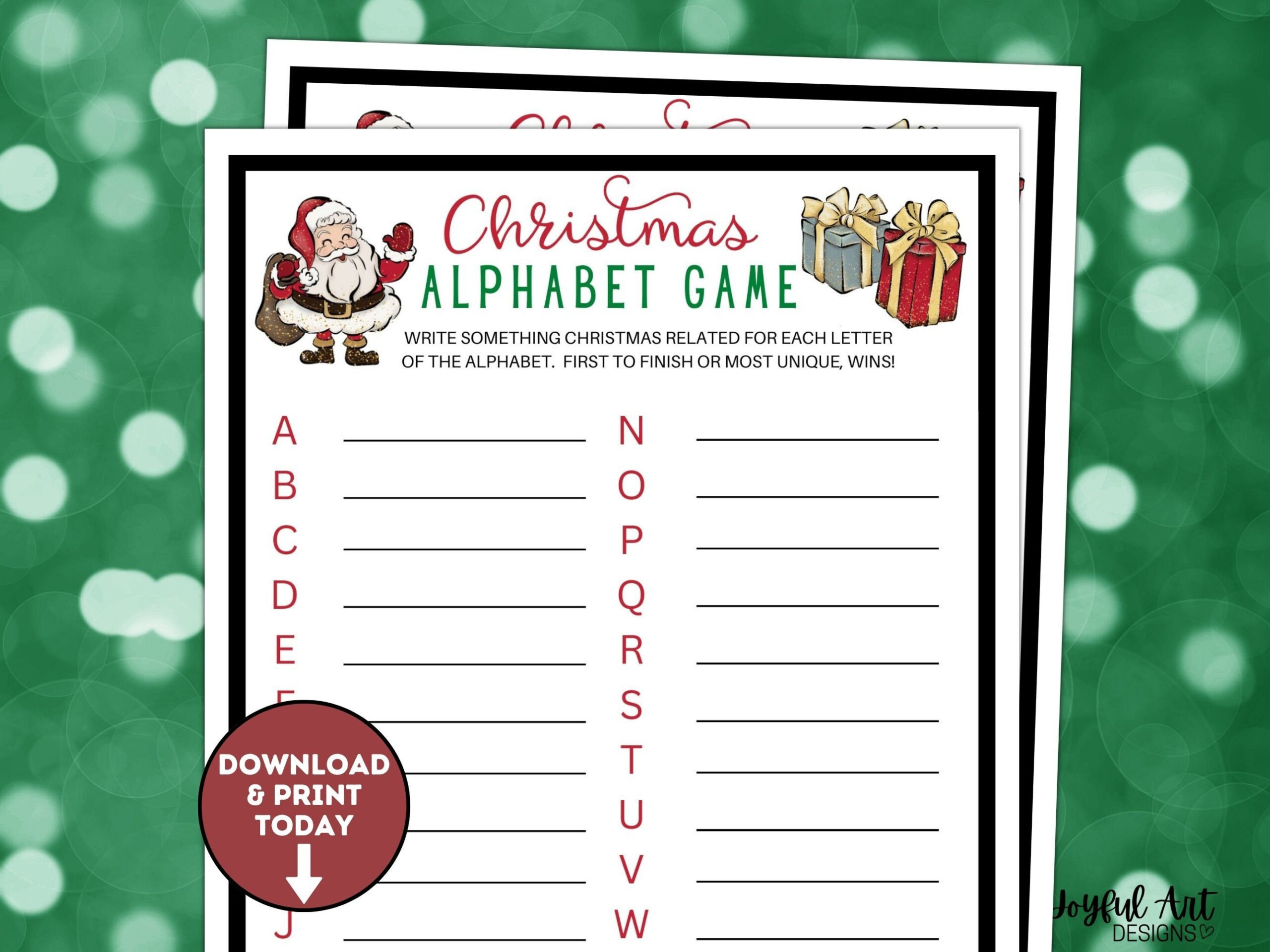 Christmas Alphabet Game / Christmas A-Z List / Christmas Party for Christmas Alphabet Game