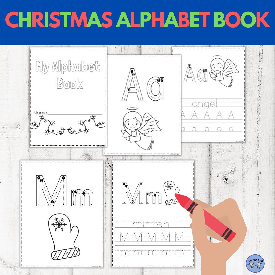 Christmas Alphabet Handwriting Abc Of Christmas Kids Coloring Book intended for Christmas Alphabet Book