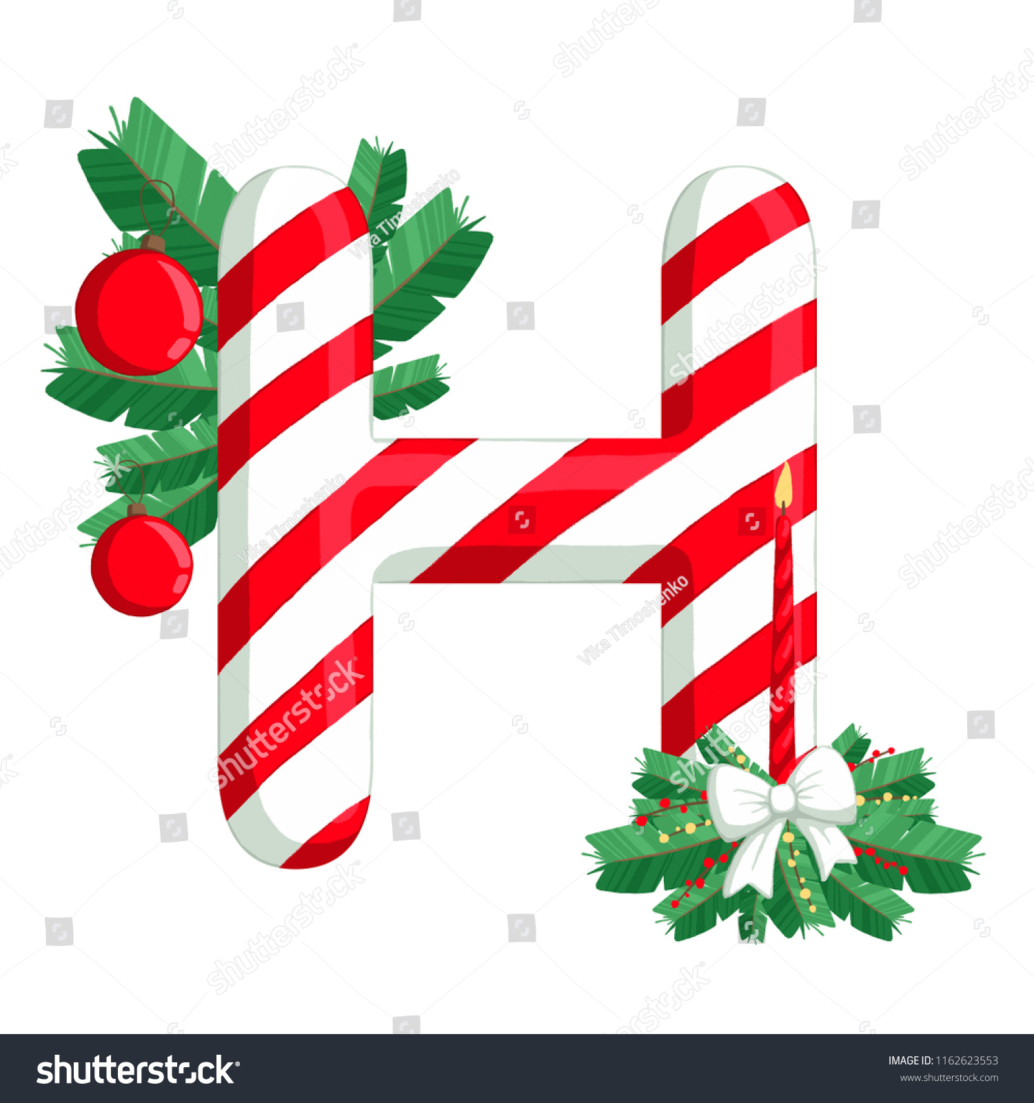 Christmas Alphabet Illustration Letter H Tree: Stockillustration throughout Christmas Alphabet Letter H