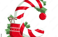 Christmas Alphabet. Illustration Of Letter C With Tree, Sock And with Christmas Alphabet Letter C