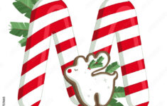 Christmas Alphabet. Illustration Of Letter M With Tree, Cookies regarding Christmas Alphabet Letter M