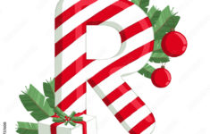Christmas Alphabet. Illustration Of Letter R With Tree, Gift And pertaining to Christmas Alphabet Letter R