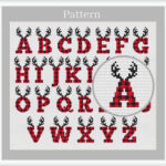 Christmas Alphabet Kreuzstichmuster, Buffalo Plaid Alphabet In Christmas Alphabet Cross Stitch