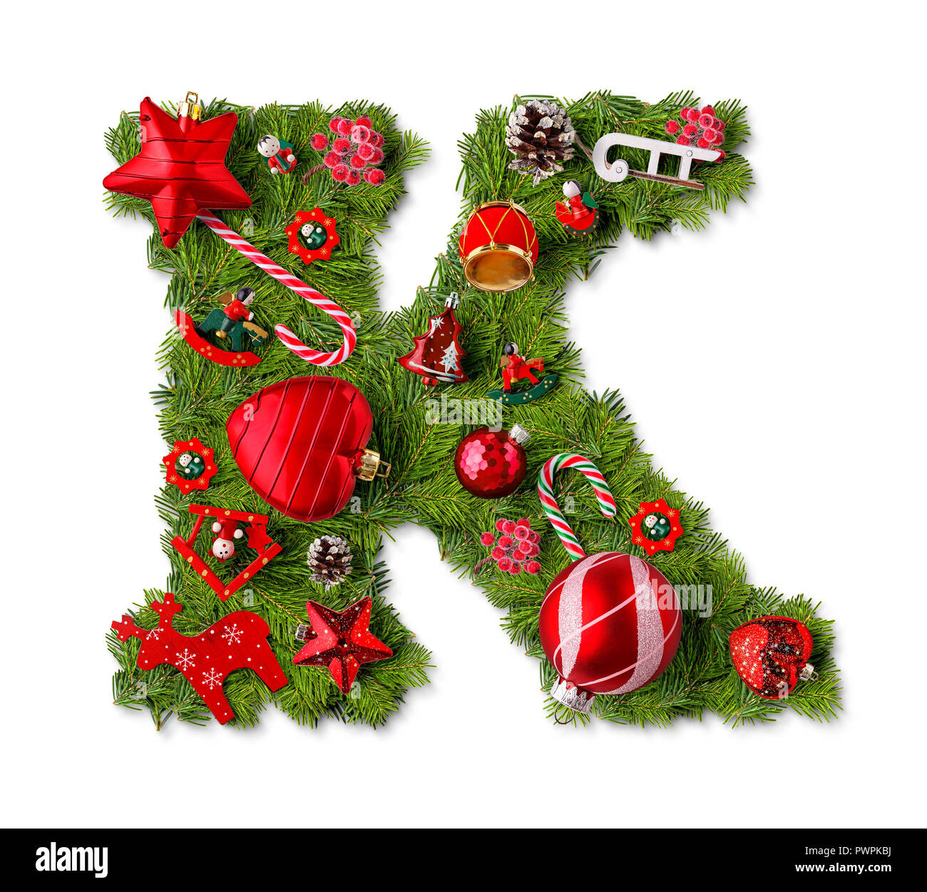 Christmas Alphabet Letter K Isolated On White Stock Photo - Alamy within Christmas Alphabet Letter K