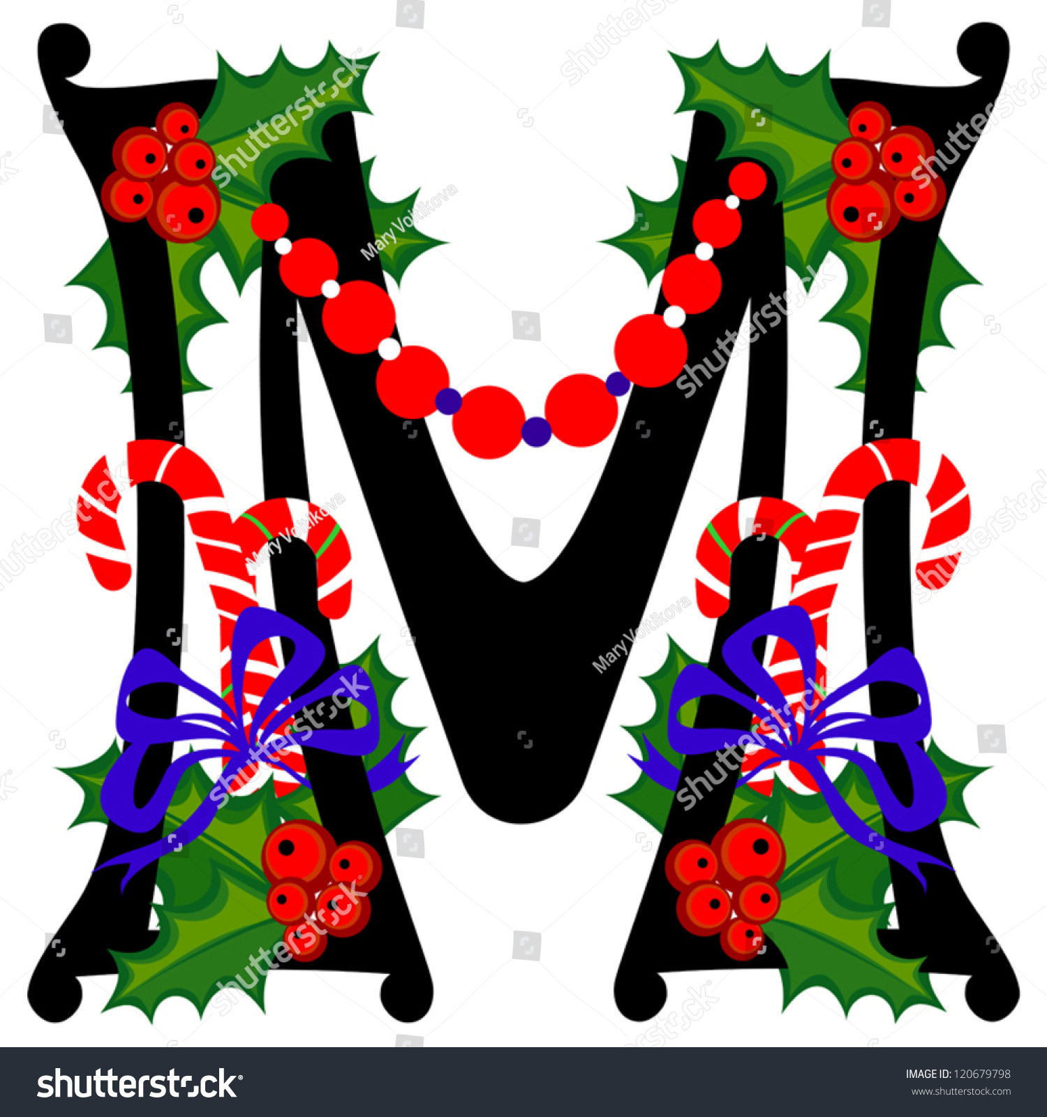 Christmas Alphabet Letter M Vector Version: Stock-Vektorgrafik throughout Christmas Alphabet Letter M