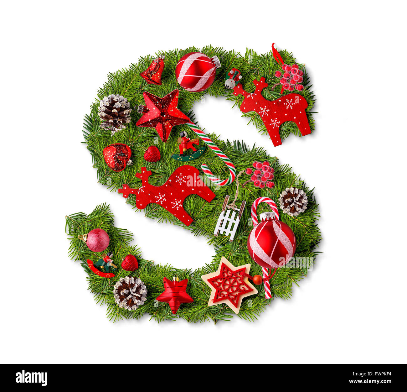 Christmas Alphabet Letter S Isolated On White Stock Photo - Alamy throughout Christmas Alphabet Letter S