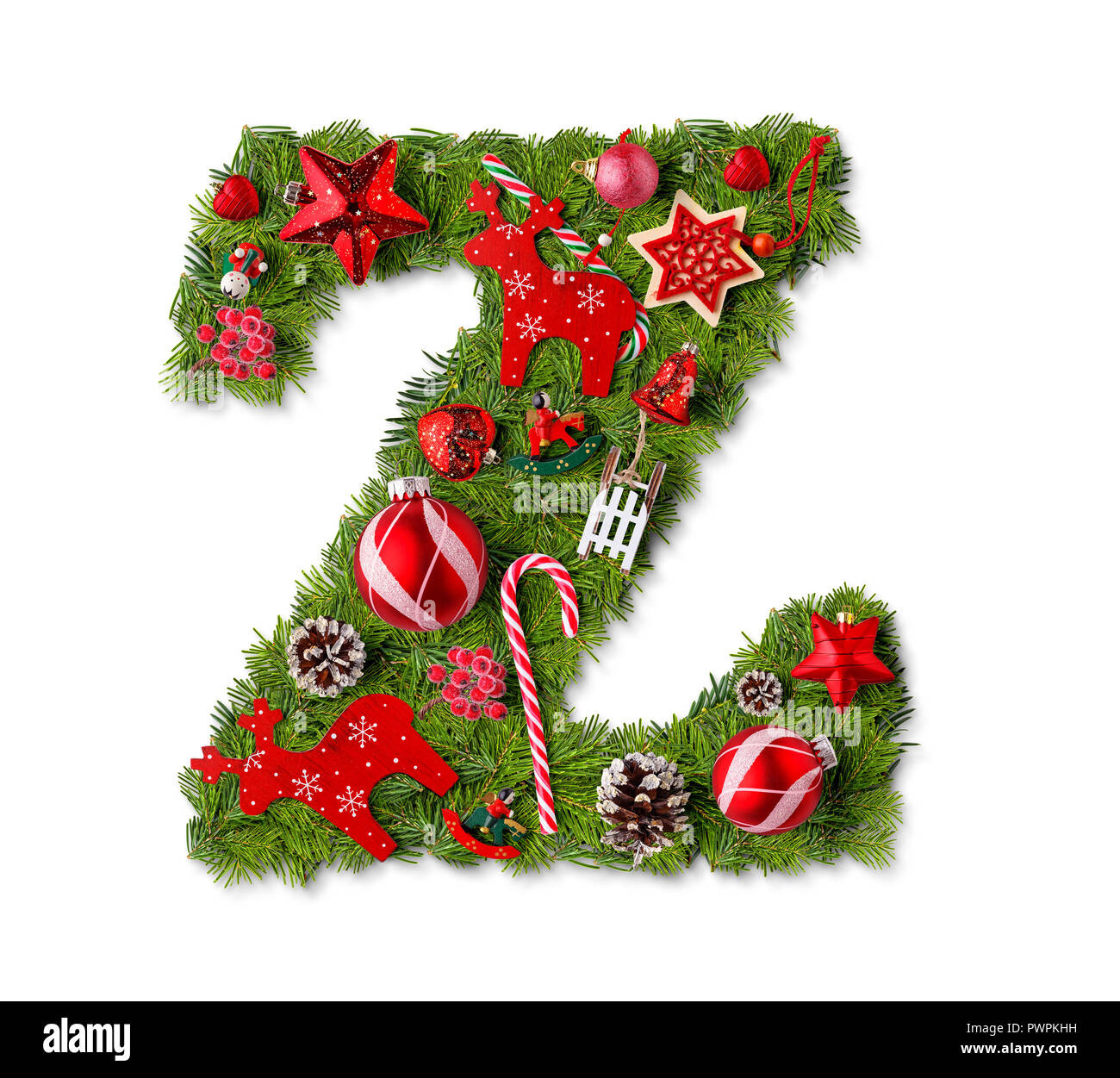 Christmas Alphabet Letter Z Isolated On White Stock Photo - Alamy in Christmas Alphabet Letter Z