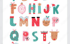 Christmas Alphabet With Cute Characters. Winter Abs And Cartoon inside Alphabet Christmas Letters