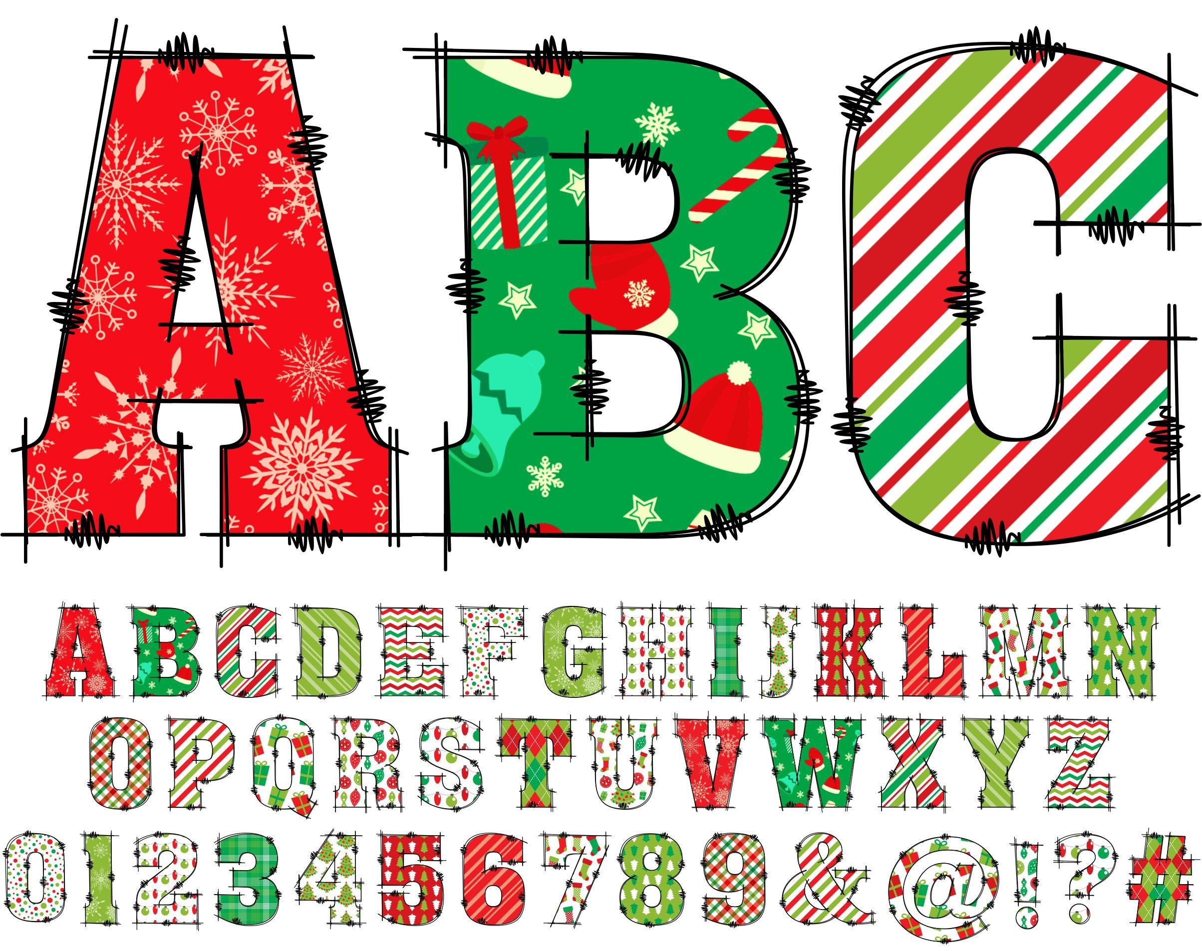 Christmas Clipart Alphabet Png, Wrapping Paper Alphabet, Doodle within Christmas Alphabet Clipart