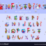 Christmas Font And Alphabet Royalty Free Vector Image With Regard To Christmas Font Alphabet