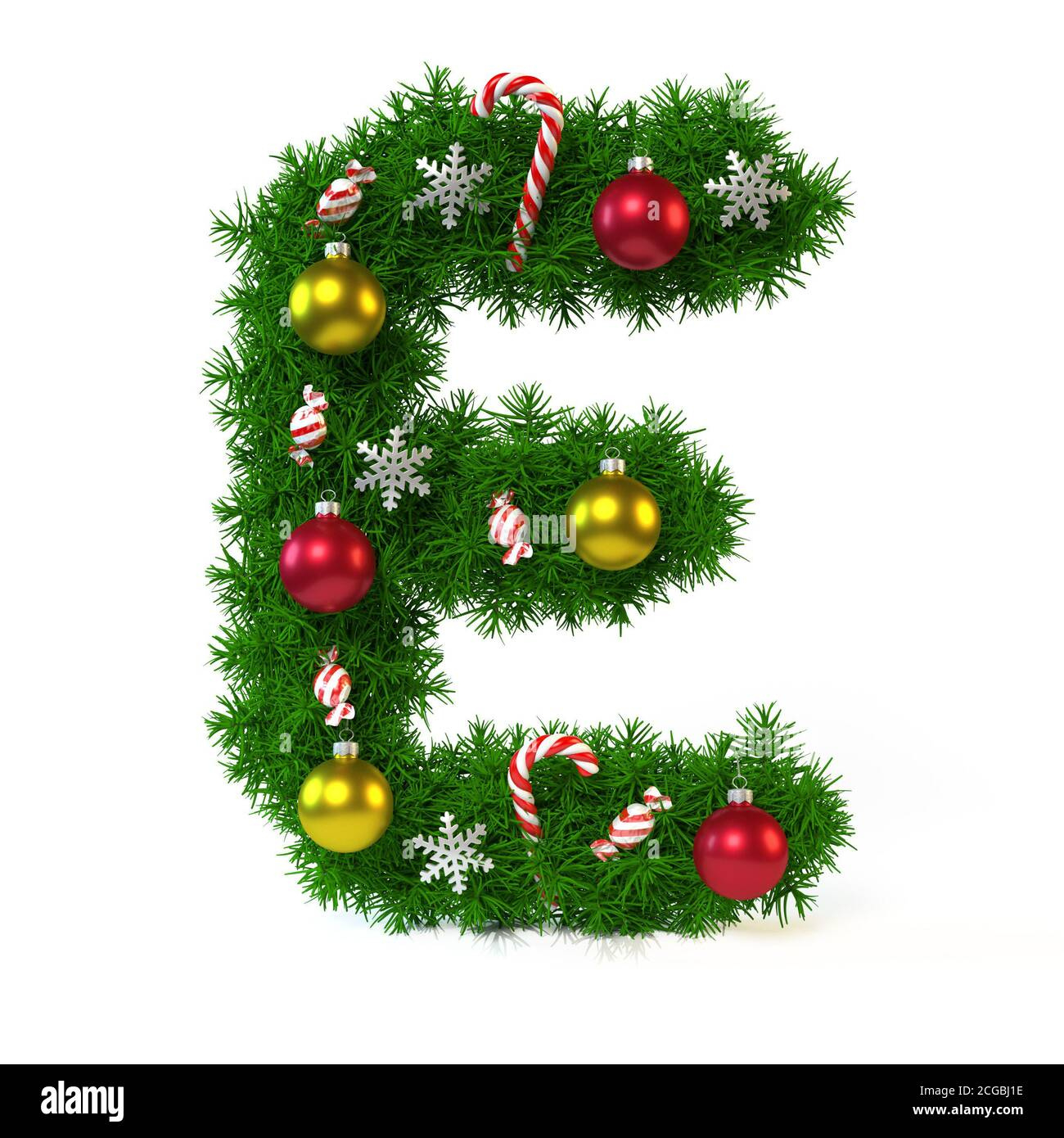 Christmas Font Isolated On White 3D Rendering, Letter E Stock in Merry Christmas Individual Christmas Alphabet Letters