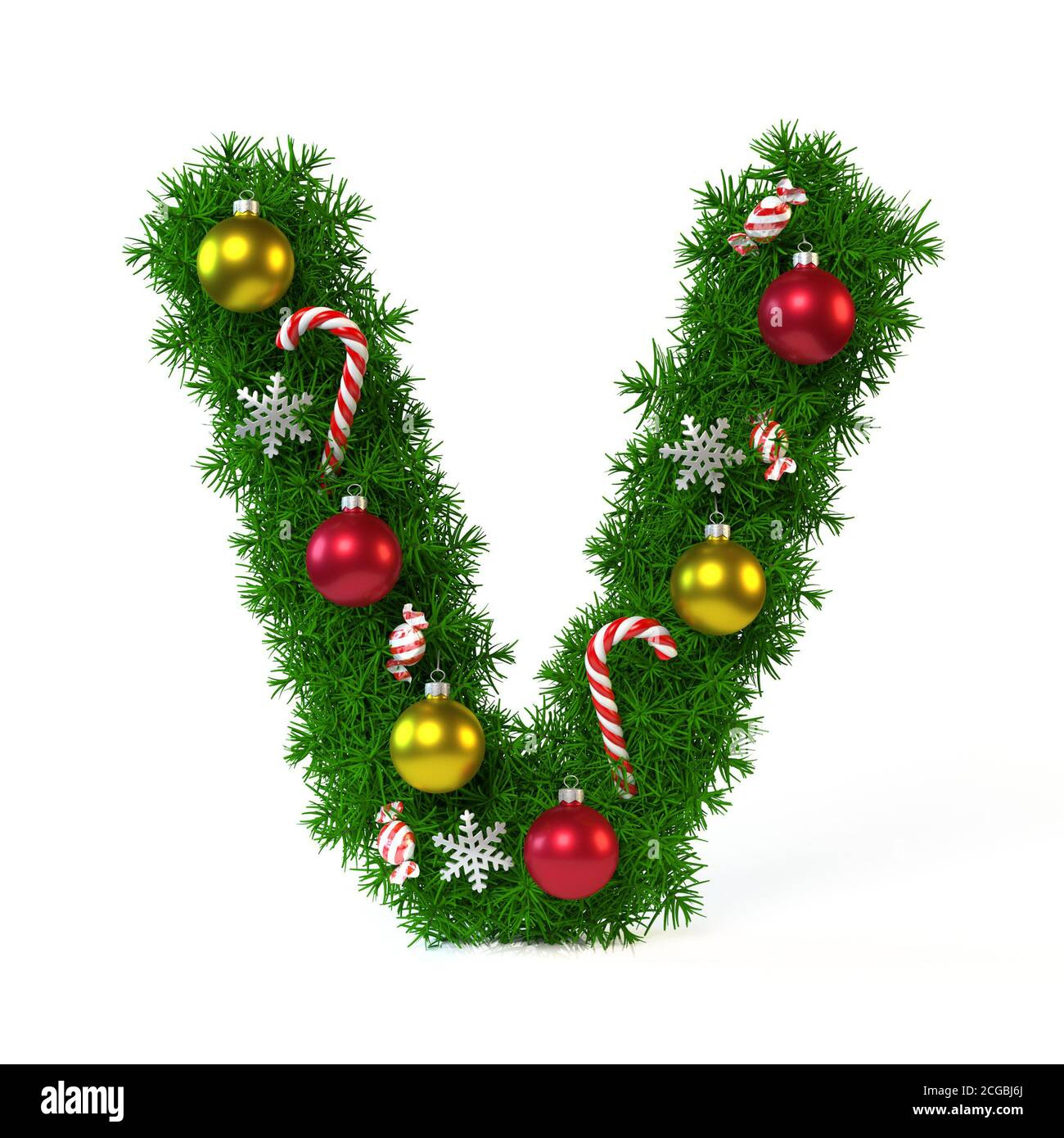 Christmas Font Isolated On White 3D Rendering, Letter V Stock within Christmas Alphabet Letter V