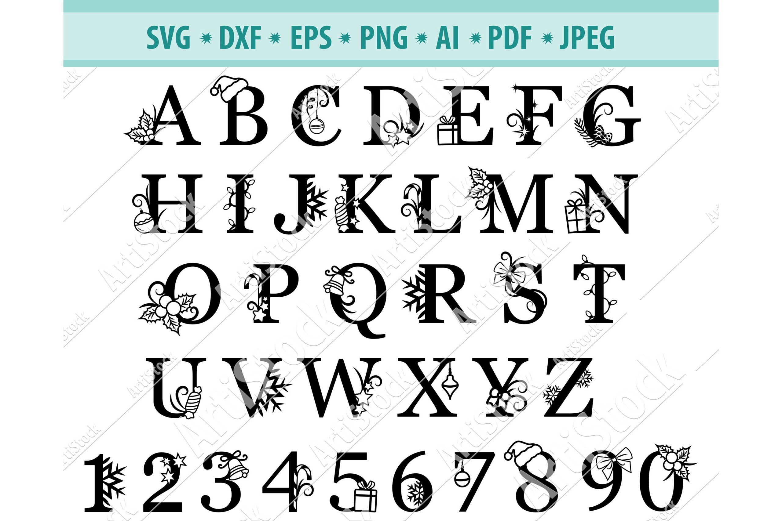 Christmas Font Svg, Christmas Png, Winter Letter (1024086) in Fancy Christmas Font Alphabet