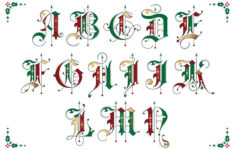 Christmas Gothic Ornamental Alphabet with Christmas Calligraphy Alphabet