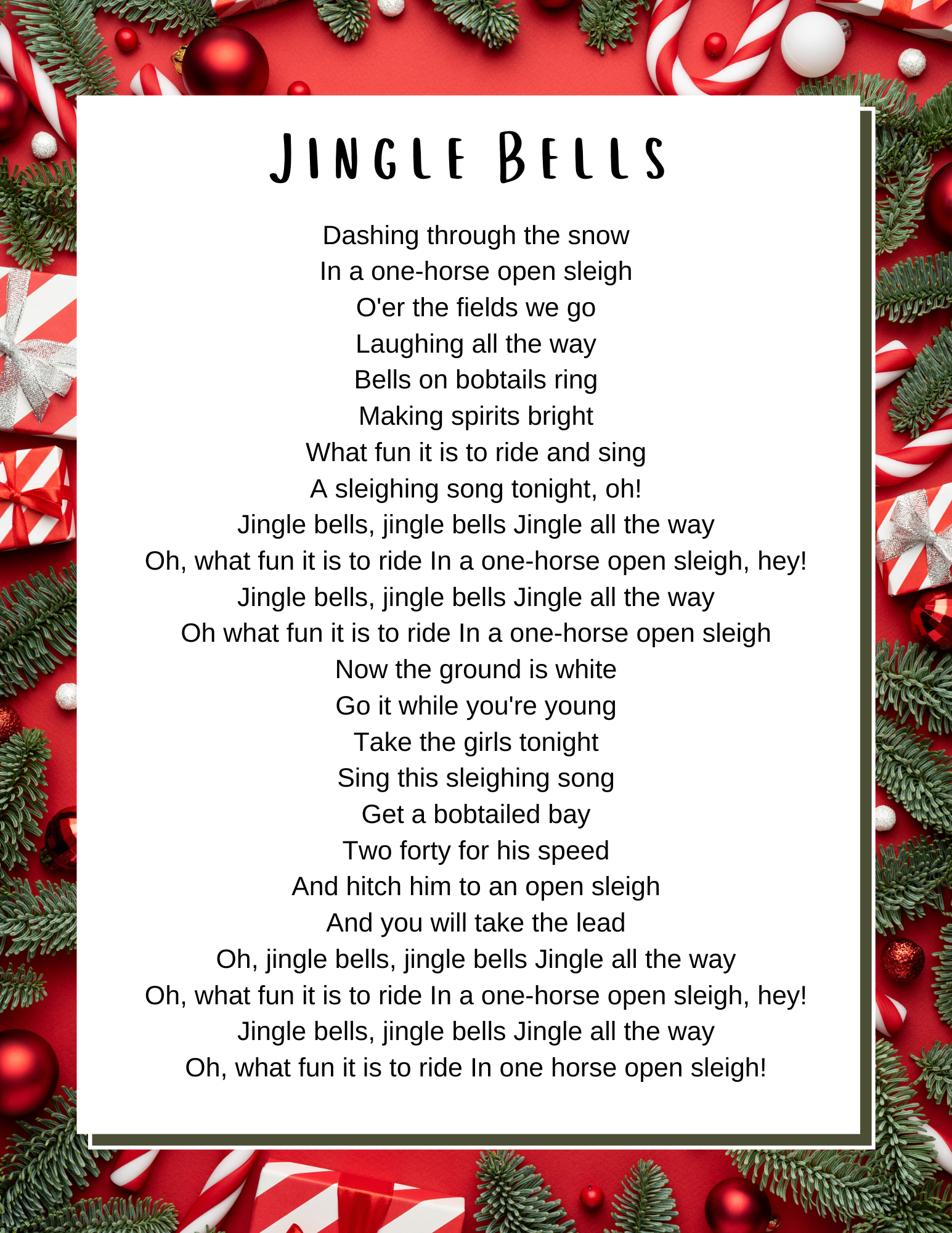 Christmas Songs Lyrics - Lyrics To Popular Christmas Carols with Alphabetical List Of Christmas Songs With Lyrics