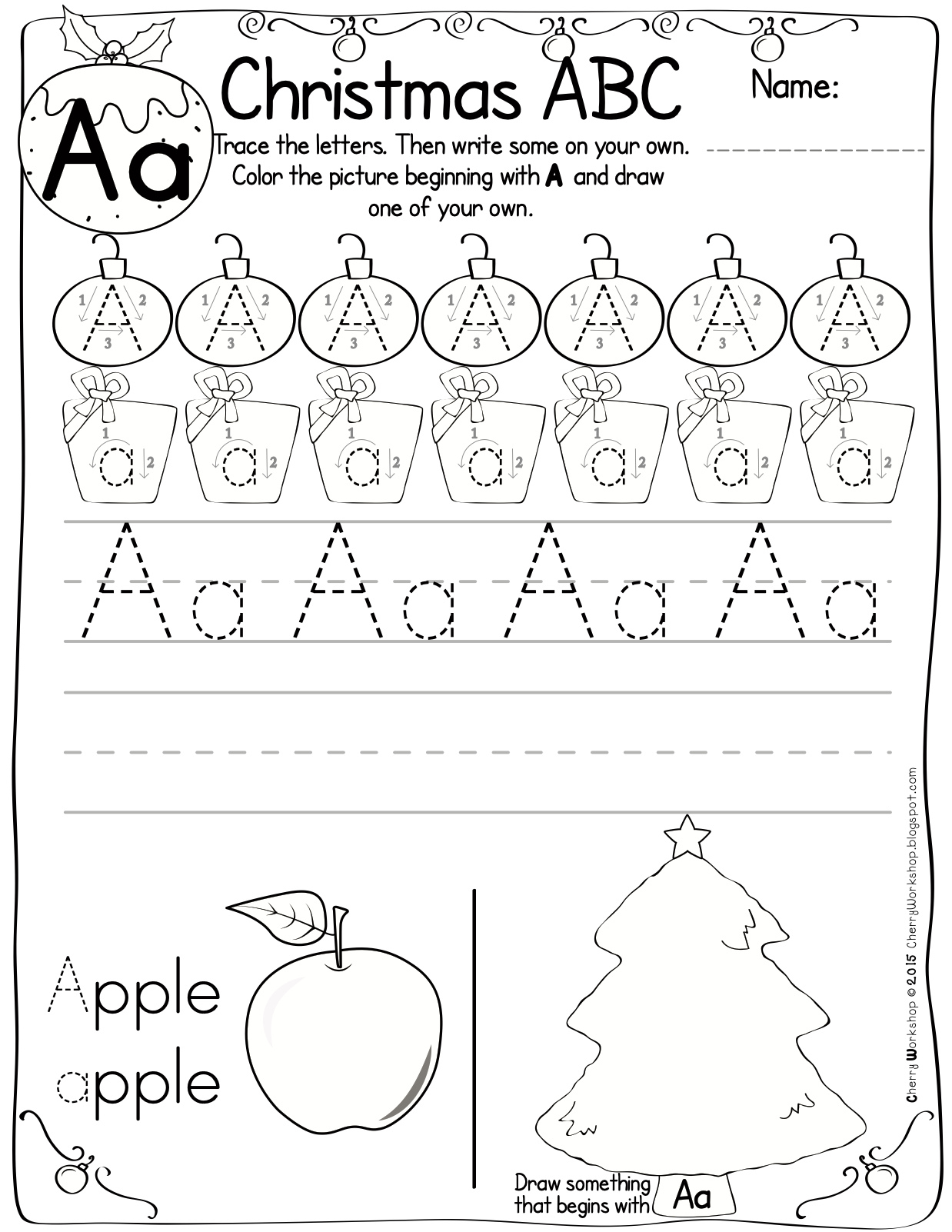 Christmas Themed Abc Pracitce Worksheetsteach Simple inside Christmas Alphabet Worksheets