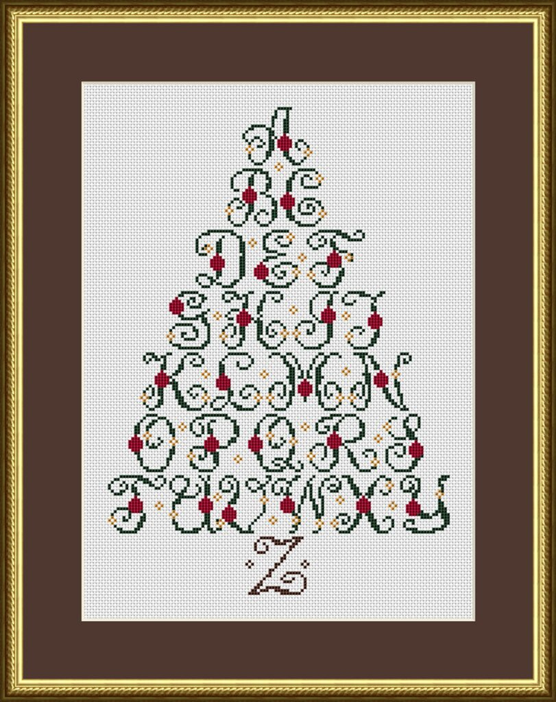 Christmas Tree Alphabet Sampler Cross Stitch Pattern 1182 regarding Cross Stitch Christmas Alphabet