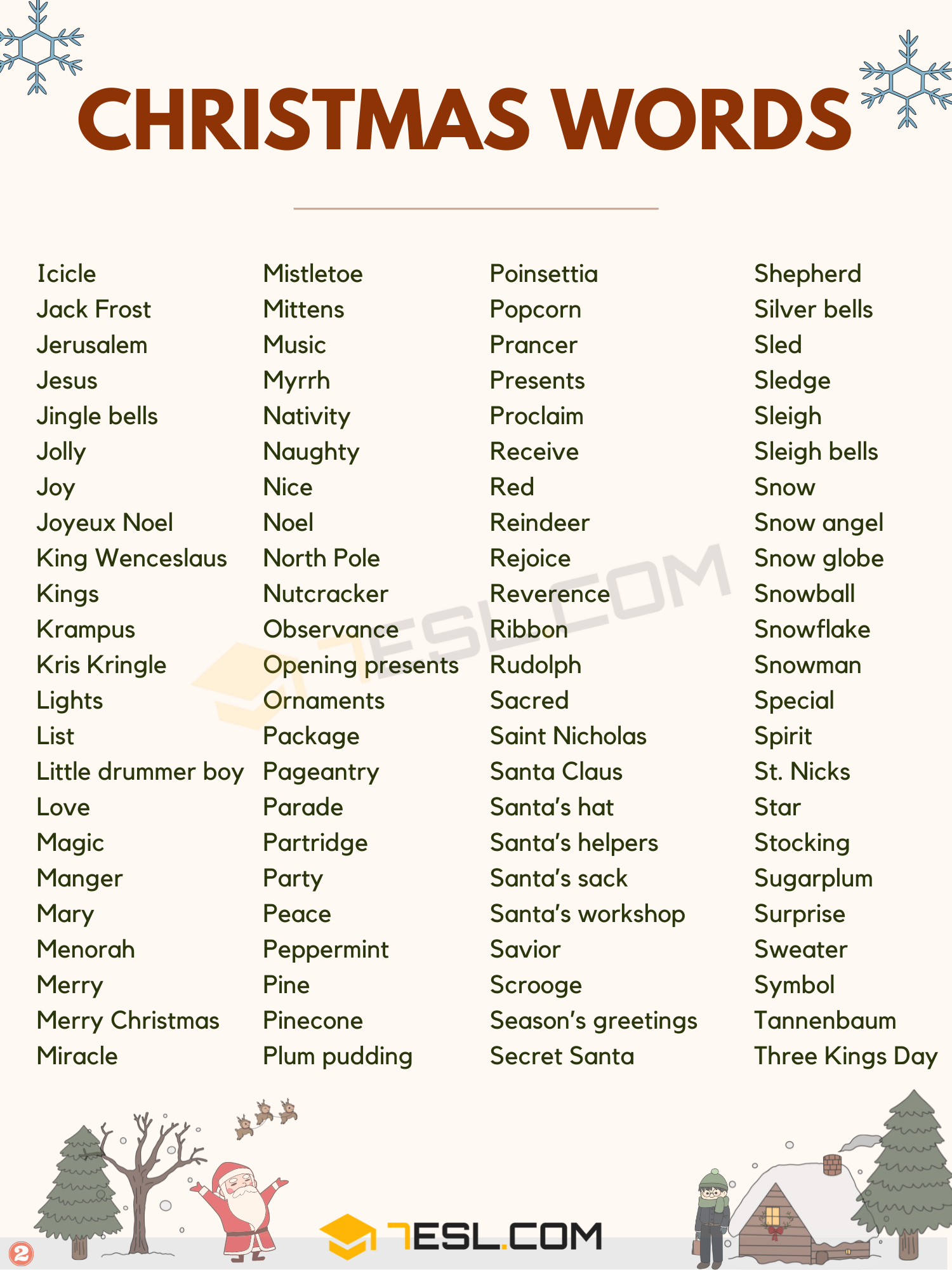 Christmas Words: 200+ Popular Words About Christmas • 7Esl intended for Christmas Words By Alphabet