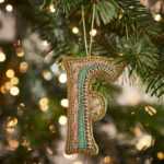 Fortnum'S Eau De Nil Embroidered Alphabet Christmas Decoration, F Pertaining To Alphabet Christmas Decorations