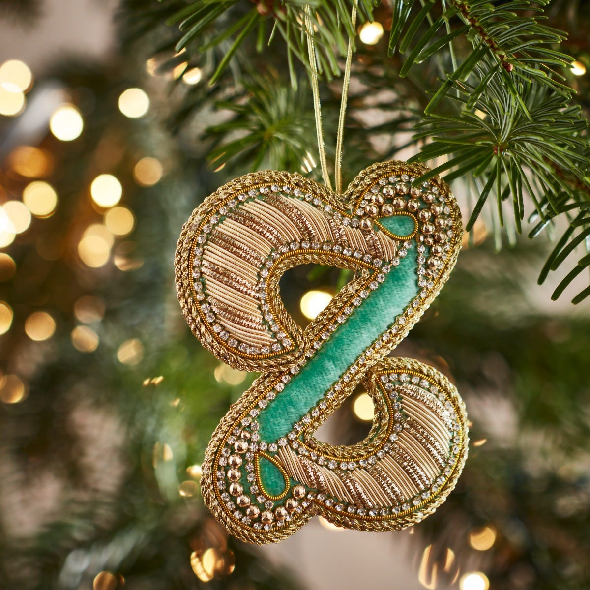 Fortnum&amp;#039;S Eau De Nil Embroidered Alphabet Christmas Decoration, Z with Alphabet Letter Christmas Ornaments