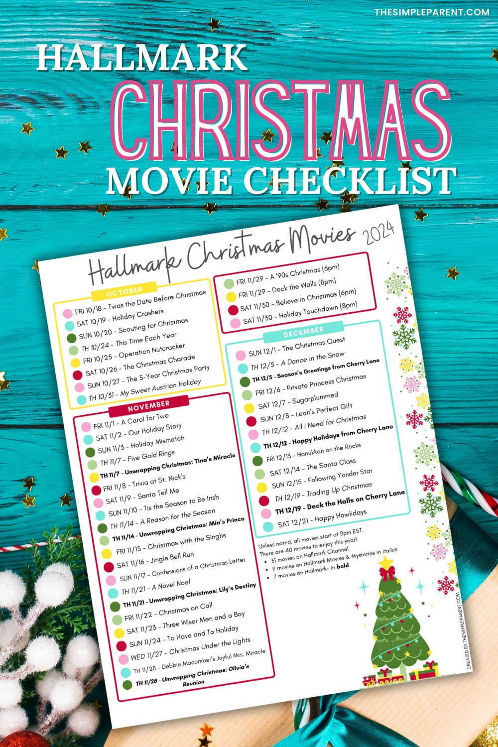 Free 2024 Printable Hallmark Christmas Movie Schedule intended for Christmas Movies in Alphabetical Order