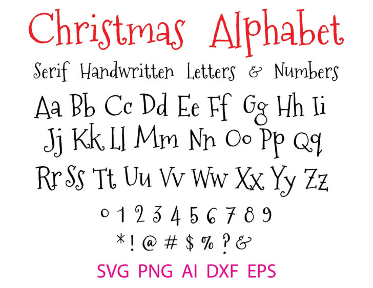 Handwritten Christmas Fonts Alphabet