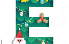 Letter E Alphabet Font Cute Merry Christmas Concept Bell Santa with Christmas Alphabet Letter E